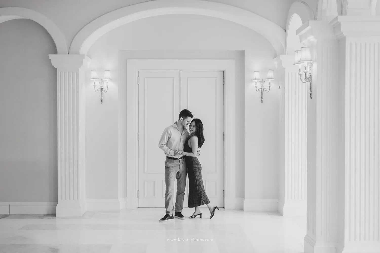 Couple inside The Yeatman Hotel Porto during engagement photos
