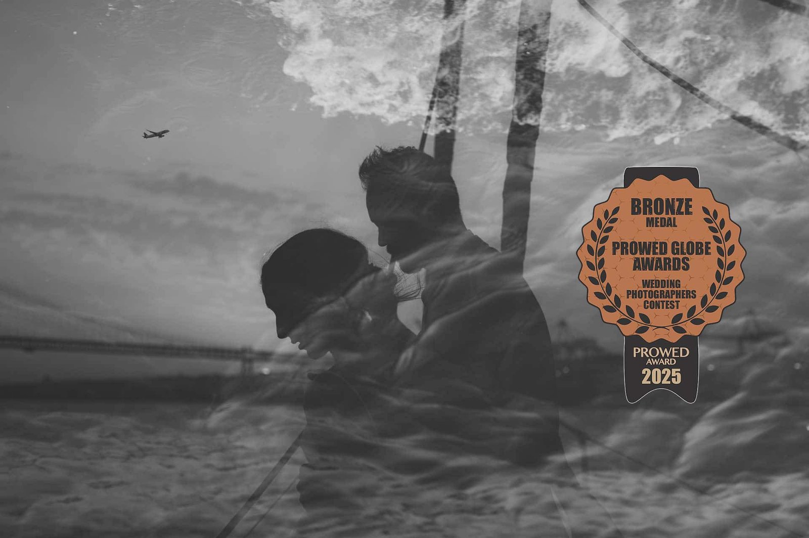 KrystaPhotos Bronze Medal – Prowed Globe Awards Black and White Wedding Photography Black and white wedding portrait photographed by KrystaPhotos awarded Bronze Medal at the Prowed Globe Awards wedding photography contest